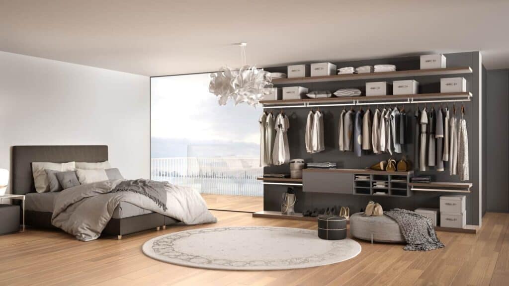 Open dressing in de slaapkamer