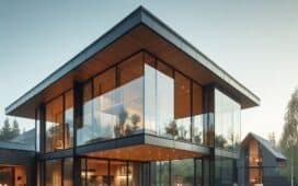 Moderne woning met glazen uitbouw