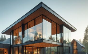 Moderne woning met glazen uitbouw