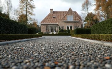 Oprit in uitgewassen beton