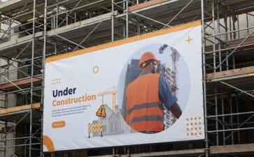 Banner op bouwplaats
