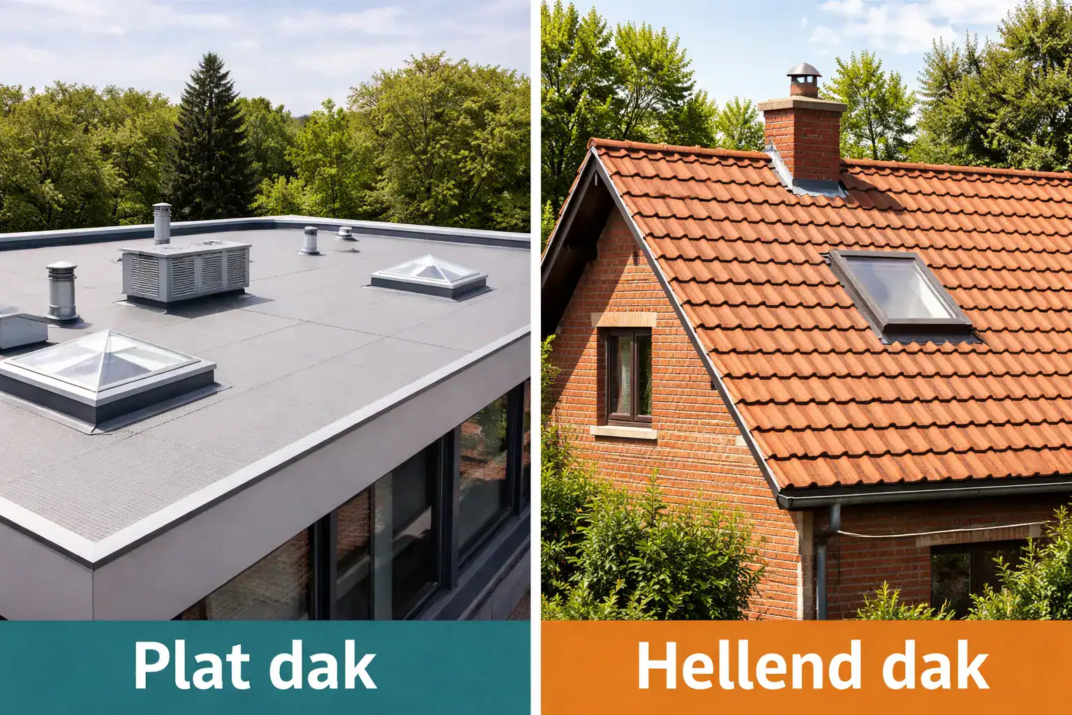 Verschillen tussen plat dak of hellend dak