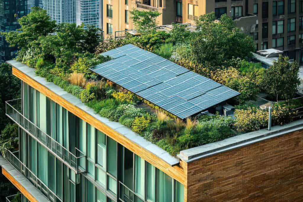Groendak combineren met zonnepanelen