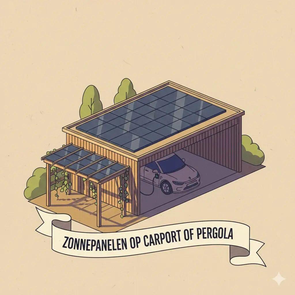 Zonnepanelen op een carport of pergola