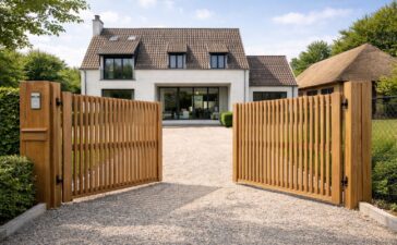 Dubbele draaipoort in hout
