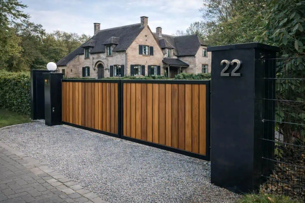 Dubbele draaipoort met hout
