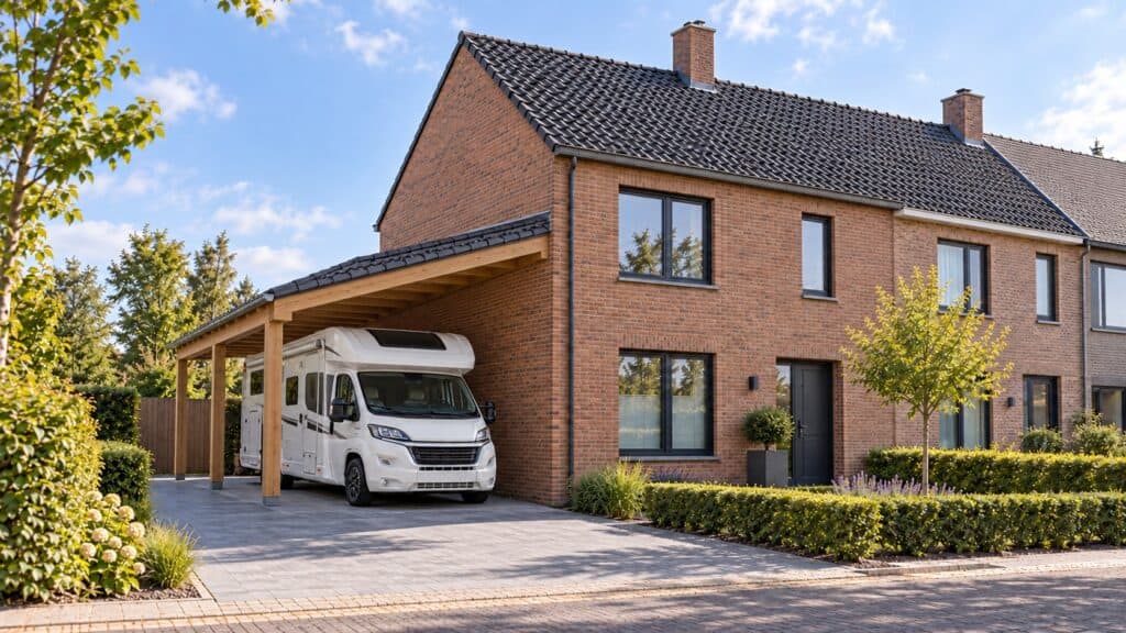 Carport met hout voor je camper : mobilhome
