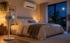 Ventilator of airco in de slaapkamer tijdens de nacht