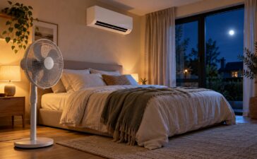 Ventilator of airco in de slaapkamer tijdens de nacht
