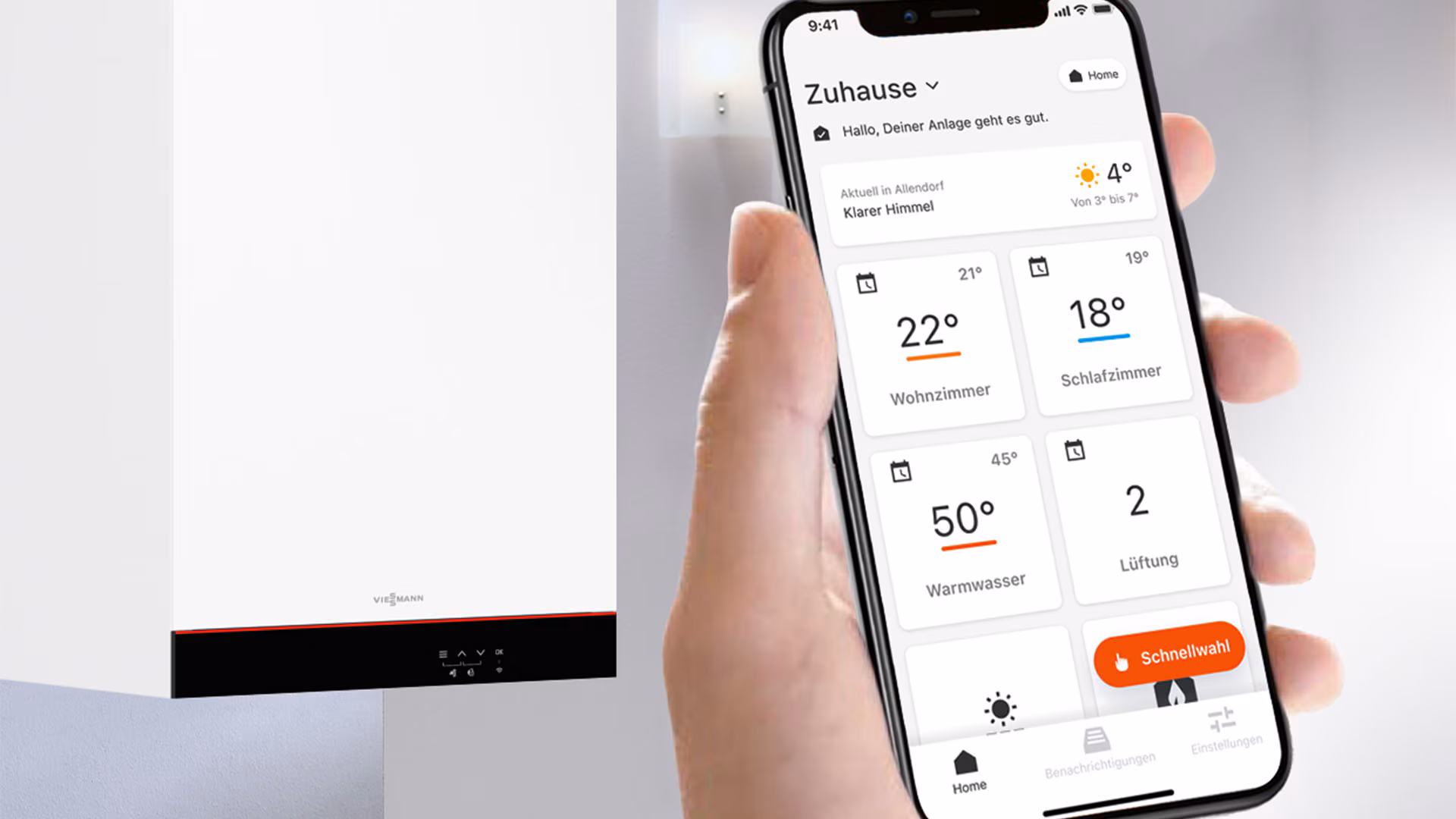 Viessmann airco bedienen met ViCare app © Viessmann